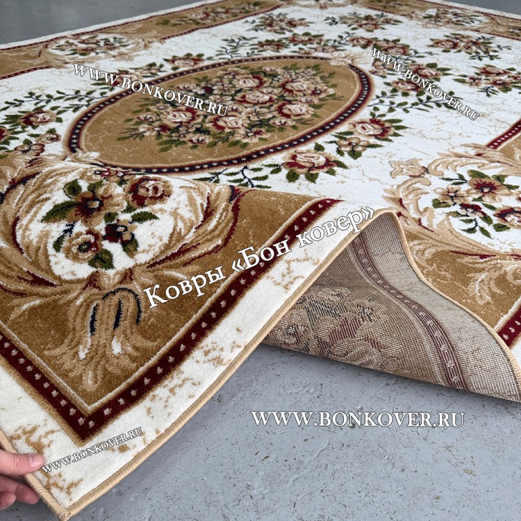 РОССИЙСКИЙ ЖАККАРДОВЫЙ КОВЕР БЕЖЕВЫЙ МЕДАЛЬОН